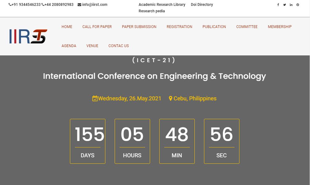 International Conference on Engineering & Technology, Cebu, Philippines, Philippines