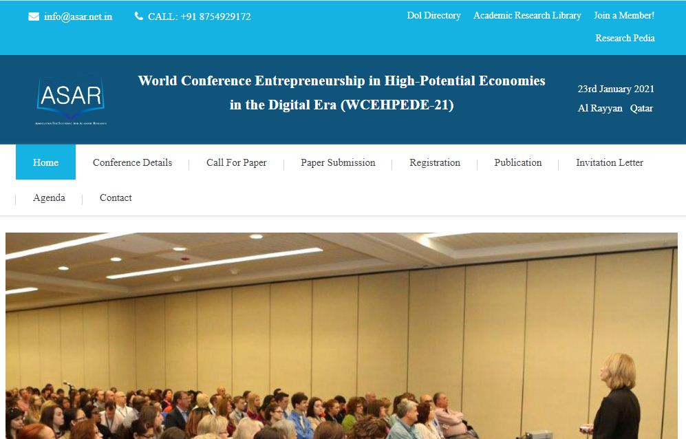 World Conference Entrepreneurship in High-Potential Economies in the Digital Era, Al Rayyan   Qatar, Al Rayyan, Qatar