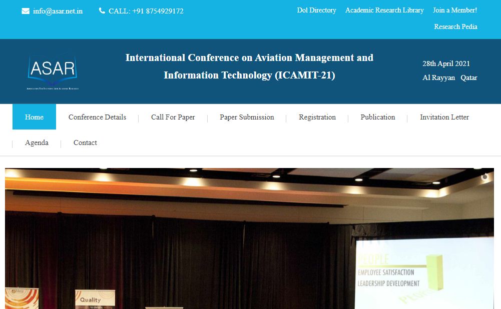 International Conference on Aviation Management and Information Technology, Al Rayyan   Qatar, Al Rayyan, Qatar