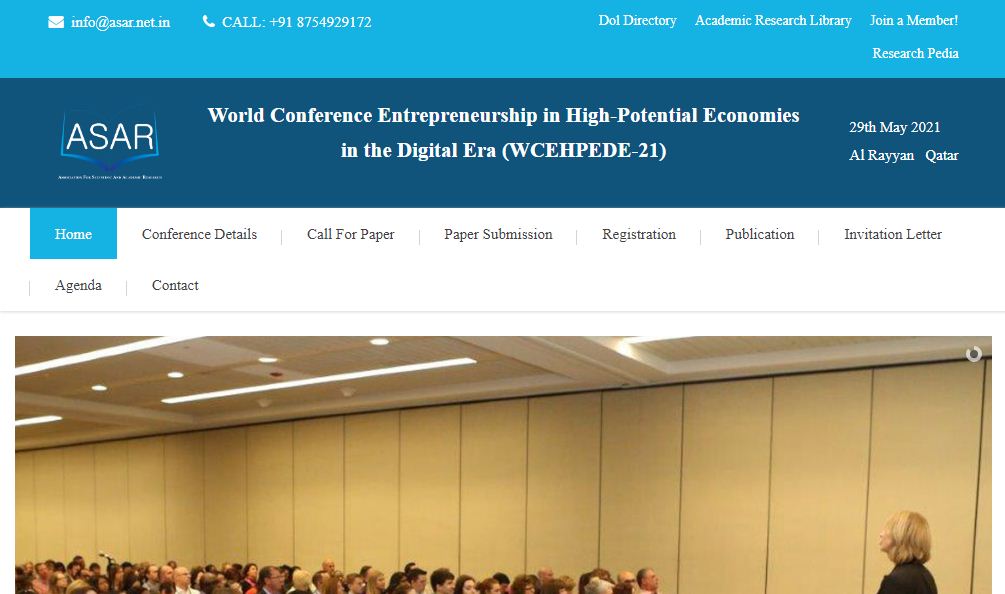World Conference Entrepreneurship in High-Potential Economies in the Digital Era, Al Rayyan   Qatar, Al Rayyan, Qatar