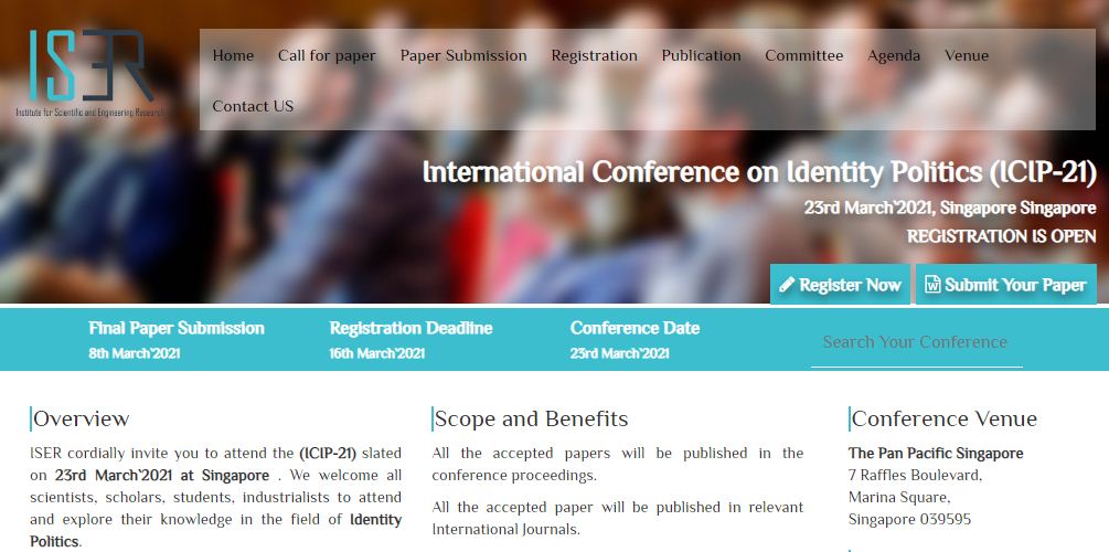 International Conference on Identity Politics, Singapore