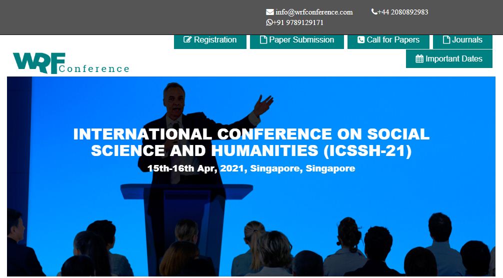 INTERNATIONAL CONFERENCE ON SOCIAL SCIENCE AND HUMANITIES, Singapore