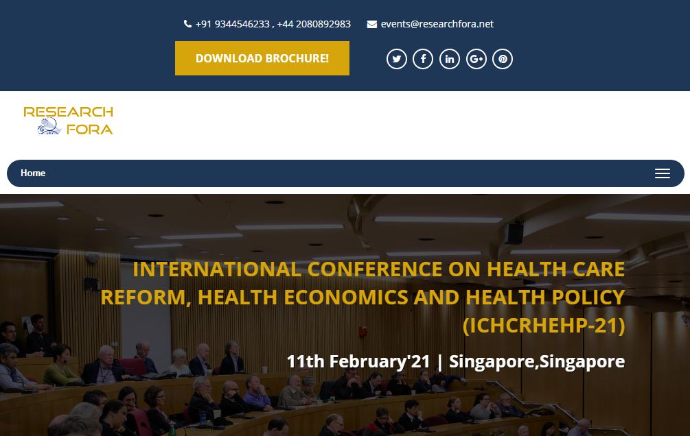 International Conference on Health Care Reform, Health Economics and Health Policy, Singapore