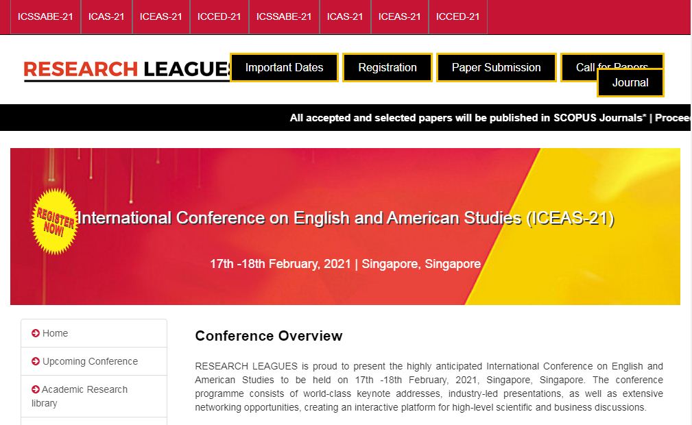 International Conference on English and American Studies, Singapore