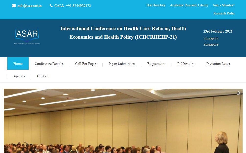 International Conference on Health Care Reform, Health Economics and Health Policy, Singapore