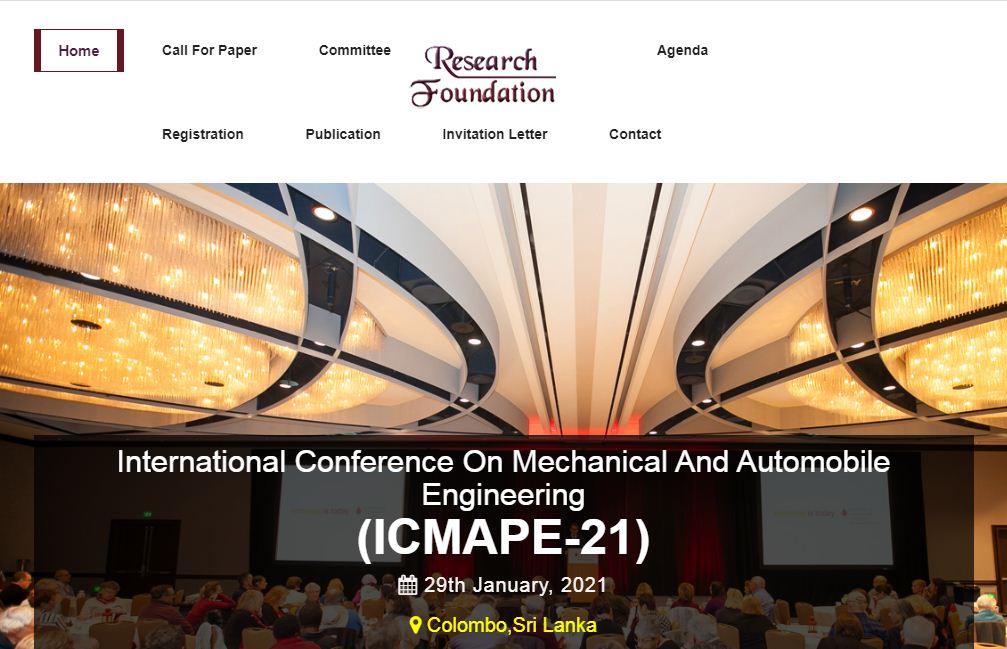 International Conference On Mechanical And Automobile Engineering, Colombo,Sri Lanka,Colombo,Sri Lanka