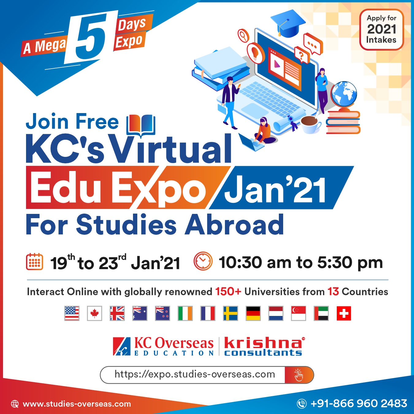 Attend KC’s Mega 5 Days Virtual Edu Expo January 2021, Bangalore, Karnataka, India
