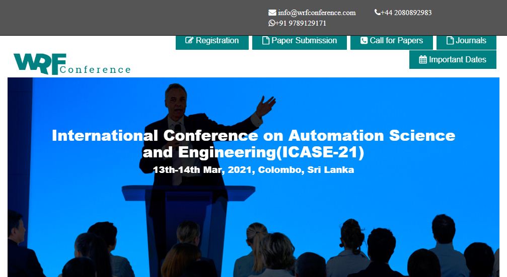 International Conference on Automation Science and Engineering, Colombo,Sri Lanka,Colombo,Sri Lanka