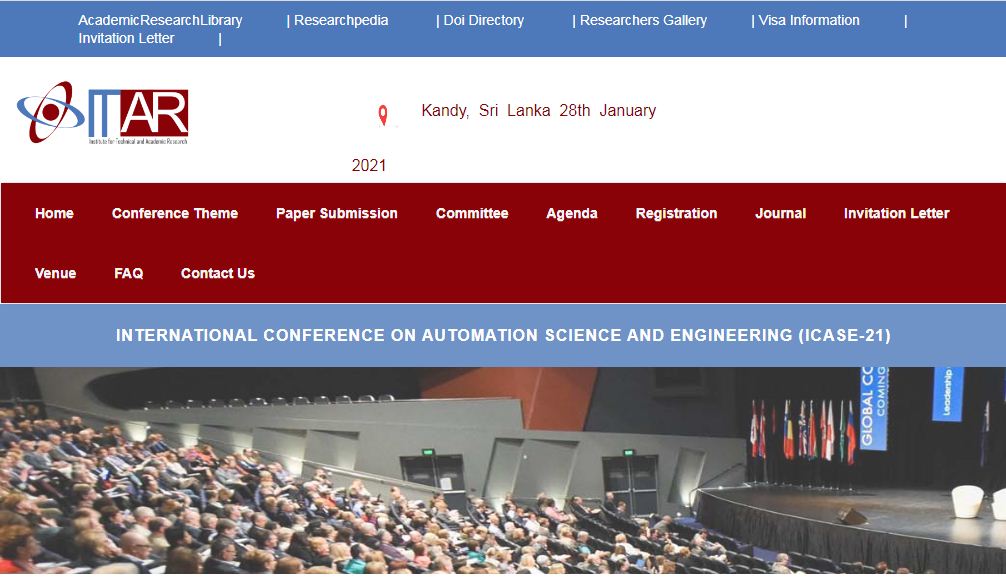 International Conference on Automation Science and Engineering, Colombo SRI LANKA, Colombo, Sri Lanka