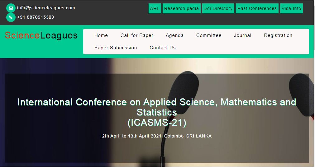 International Conference on Applied Science, Mathematics and Statistics, Colombo, Sri Lanka,Colombo,Sri Lanka