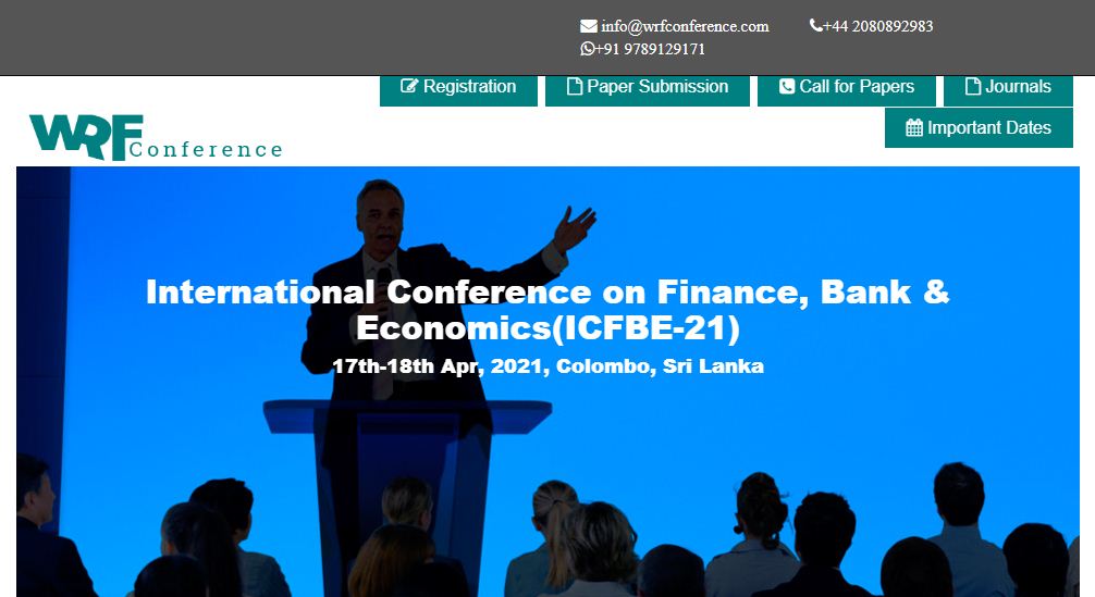 International Conference on Finance, Bank & Economics, Colombo SRI LANKA, Colombo, Sri Lanka