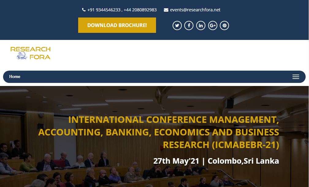 International Conference Management, Accounting, Banking, Economics and Business Research, Colombo, Sri Lanka,Colombo,Sri Lanka