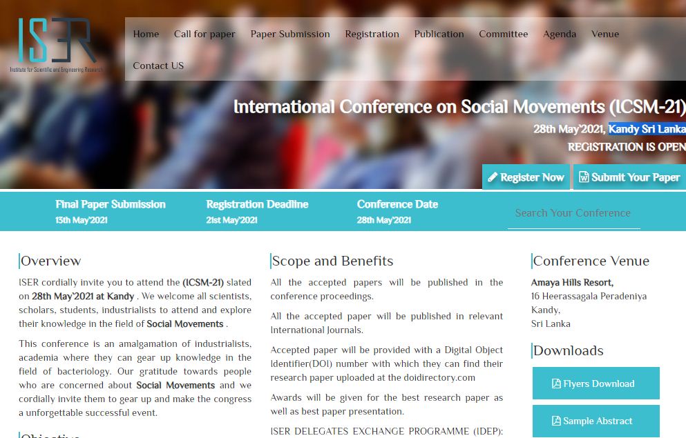 International Conference on Social Movements, Colombo, Sri Lanka,Colombo,Sri Lanka