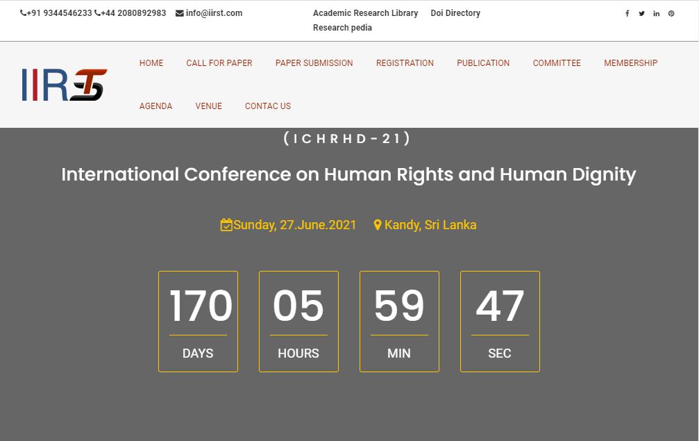 International Conference on Human Rights and Human Dignity, Kandy, Sri Lanka,Kandy,Sri Lanka