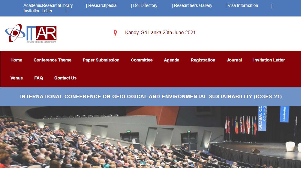 International Conference on Geological and Environmental Sustainability, Kandy, Sri Lanka,Kandy,Sri Lanka