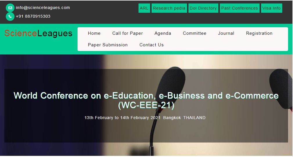 World Conference on e-Education, e-Business and e-Commerce, Bangkok, Thailand,Bangkok,Thailand