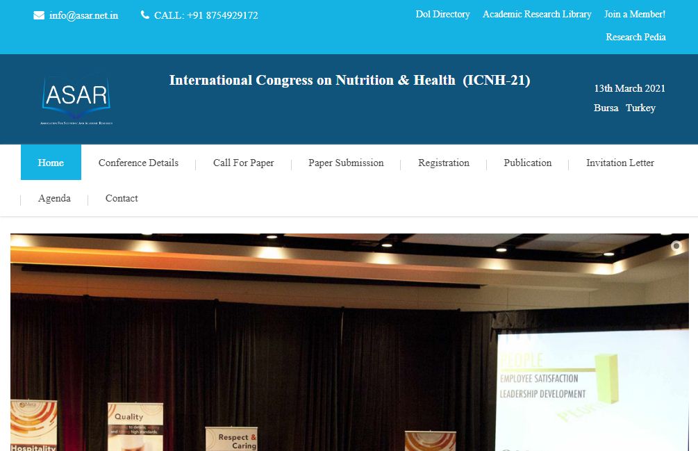 International Congress on Nutrition & Health, Bursa   Turkey, Bursa, Turkey