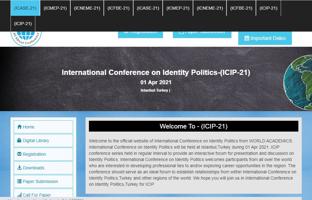 International Conference on Identity Politics, Istanbul, Turkey,İstanbul,Turkey