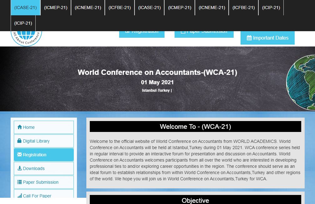 World Conference on Accountants, Istanbul, Turkey,İstanbul,Turkey