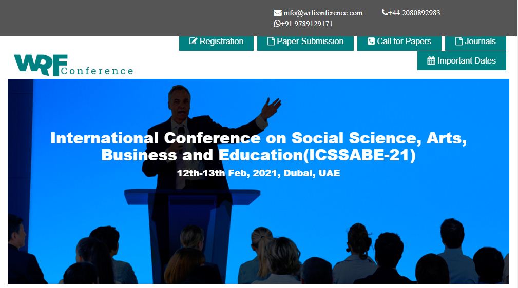 International Conference on Social Science, Arts, Business and Education, Dubai, UAE,Dubai,United Arab Emirates