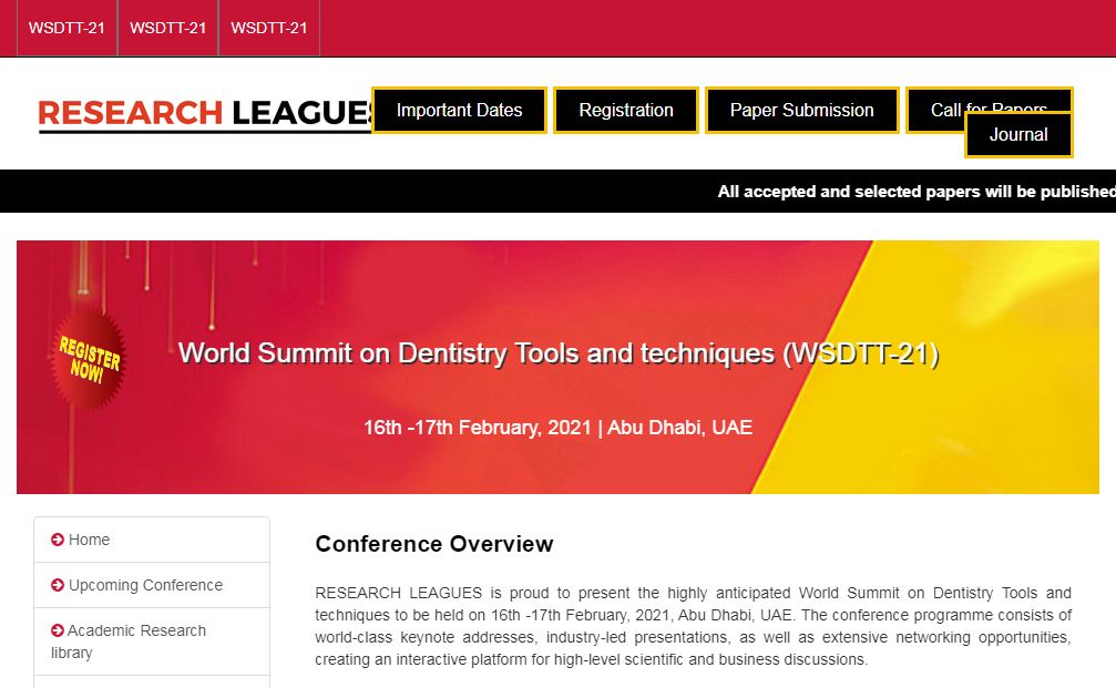 World Summit on Dentistry Tools and techniques, Dubai, UAE,Dubai,United Arab Emirates