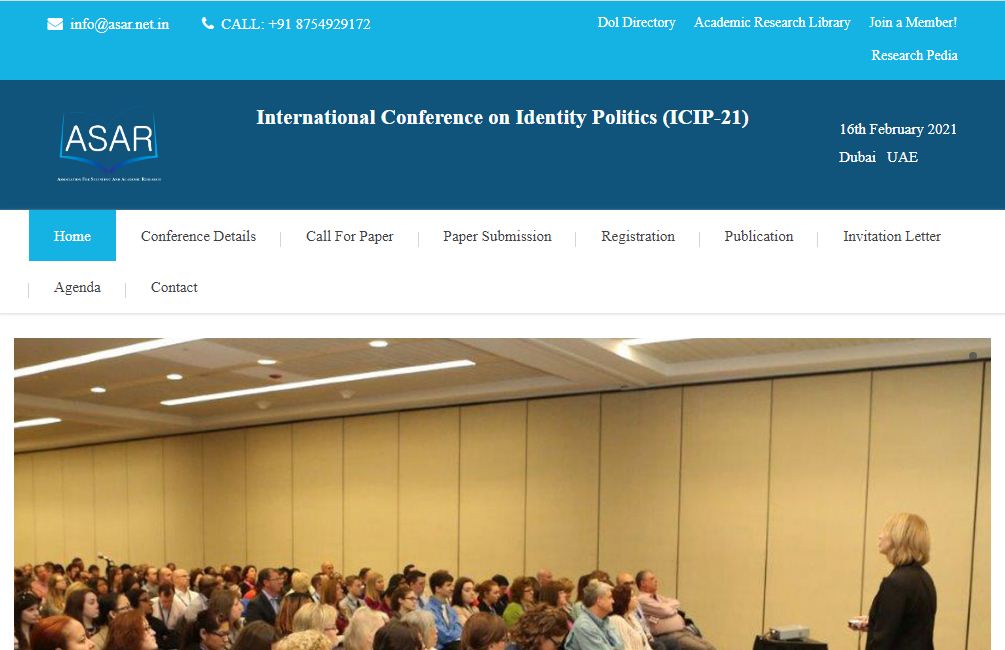 International Conference on Identity Politics, Dubai, UAE,Dubai,United Arab Emirates