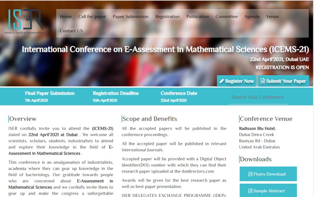International Conference on E-Assessment in Mathematical Sciences, Dubai, UAE,Dubai,United Arab Emirates