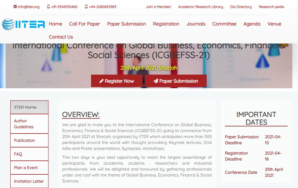 International Conference on Global Business, Economics, Finance & Social Sciences, Sharjah,UAE,Sharjah,United Arab Emirates