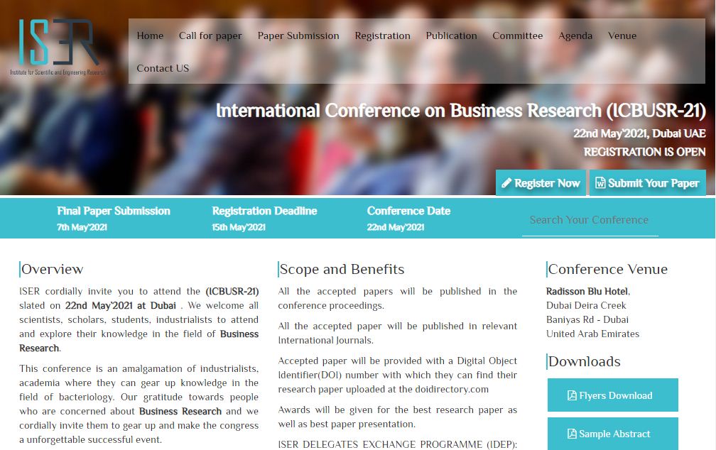 International Conference on Business Research, Dubai, UAE,Dubai,United Arab Emirates