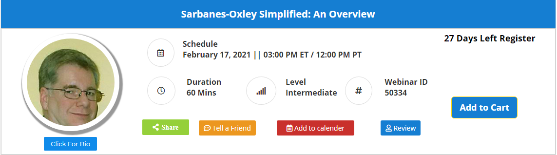 Sarbanes-Oxley Simplified: An Overview, Leawood, Kansas, United States