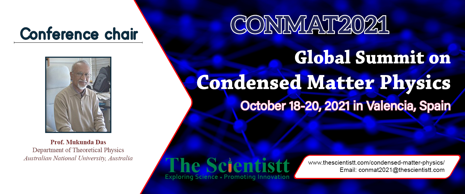 Global Summit on Condensed Matter Physics (CONMAT2021), Valencia, Spain