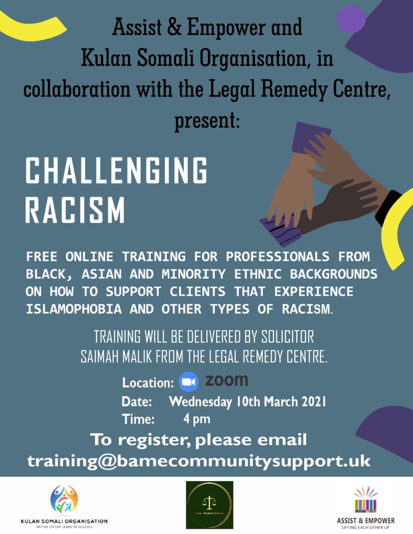 Challenging Racism: Free online training for BAME professionals, Online, United Kingdom