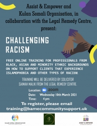 Challenging Racism: Free online training for BAME professionals