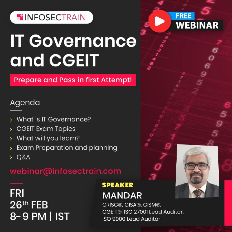 Free Live Webinar IT Governance and CGEIT, Prepare and Pass in first Attempt, Central Delhi, Delhi, India