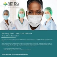 RN Hiring Event at West Boca Medical Center on 3/19 - New Grads Welcome!