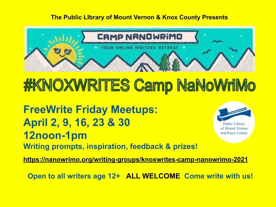 #KnoxWrites Camp NaNoWriMo, Mount Vernon, Ohio, United States