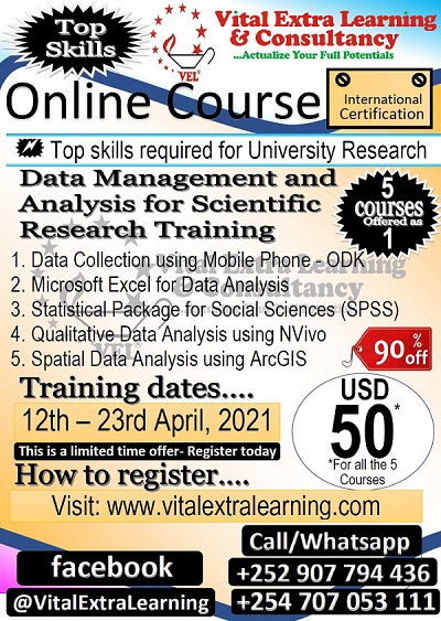 Data Management and Analysis for Scientific Research Training, Vital Extra Learning Center, Nairobi, Kenya,Nairobi,Kenya
