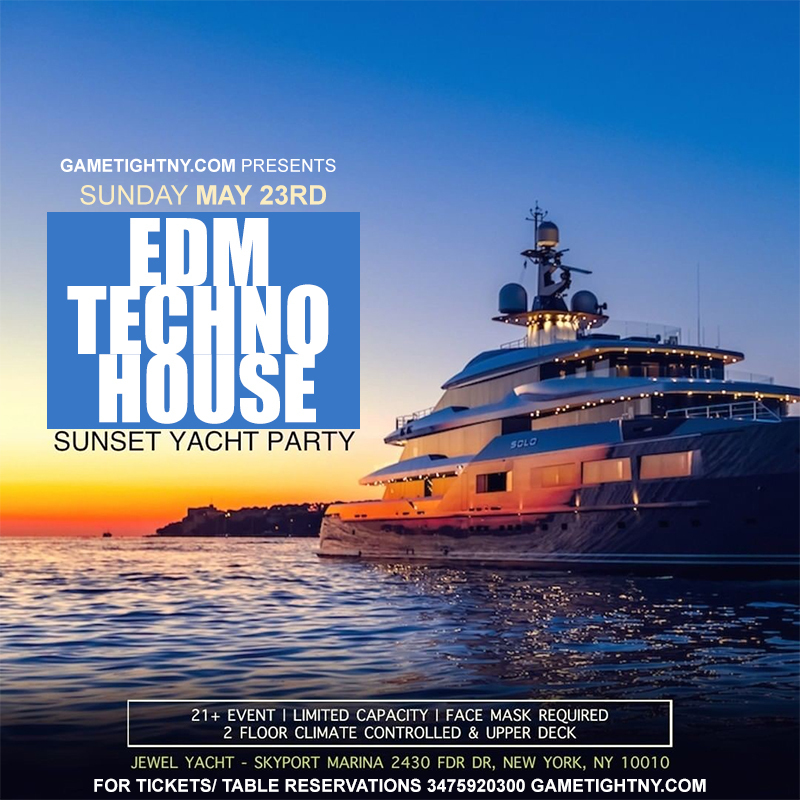 Techno EDM House Sunset Yacht Party Sunday Funday Cruise Skyport Marina Jewel Yacht 2021, New York, United States