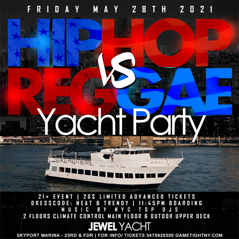 Memorial Day Weekend Hip Hop vs Reggae® NYC Sunset Cruise Skyport Marina Jewel Yacht, New York, United States