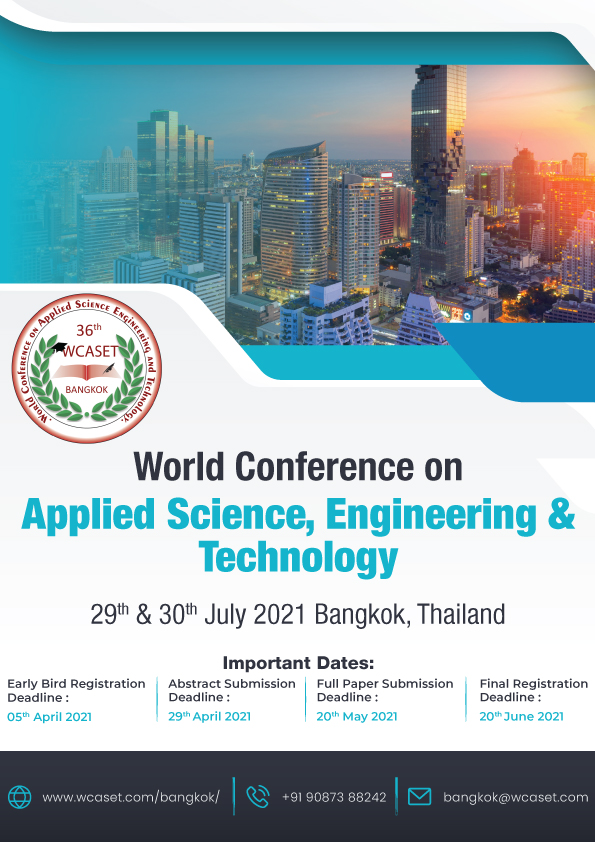 36th World Conference on Applied Science, Engineering & Technology, Bangkok,Thailand,Bangkok,Thailand