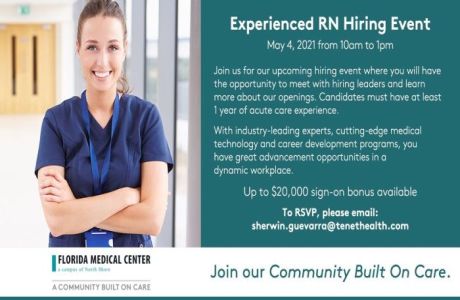 Experienced Registered Nurse Hiring Event – 5/4, Fort Lauderdale, Florida, United States