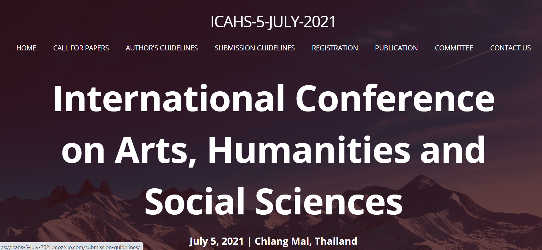 International Conference on Arts, Humanities and Social Sciences, Hiang Mai, Thailand,Chiang Mai,Thailand