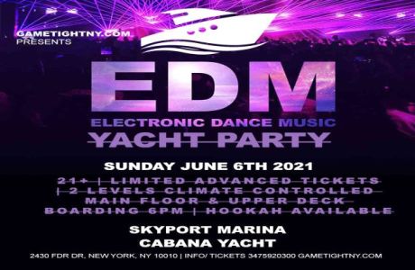 EDM Sunset Yacht Party Cruise Skyport Marina Cabana Yacht 2021, New York, United States