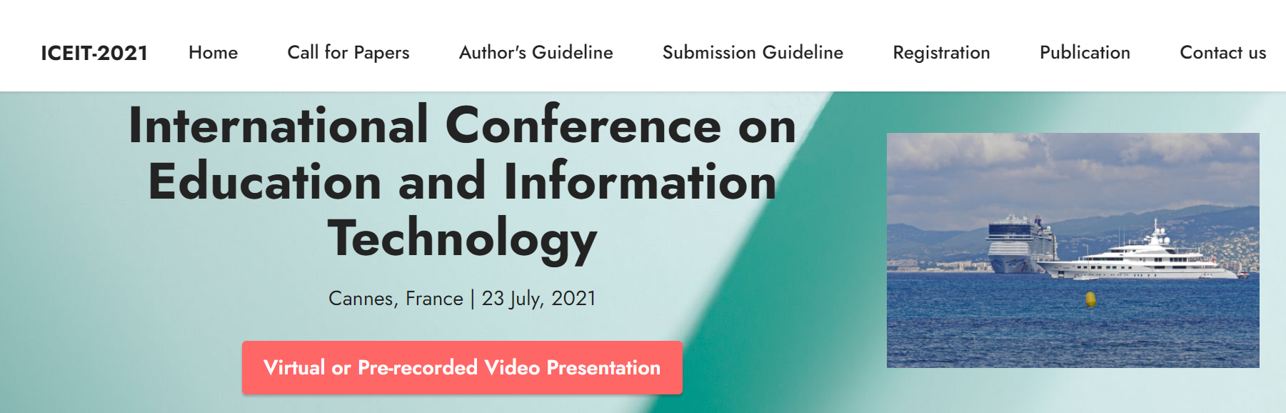 International Conference on Education and Information Technology, Cannes, France, France