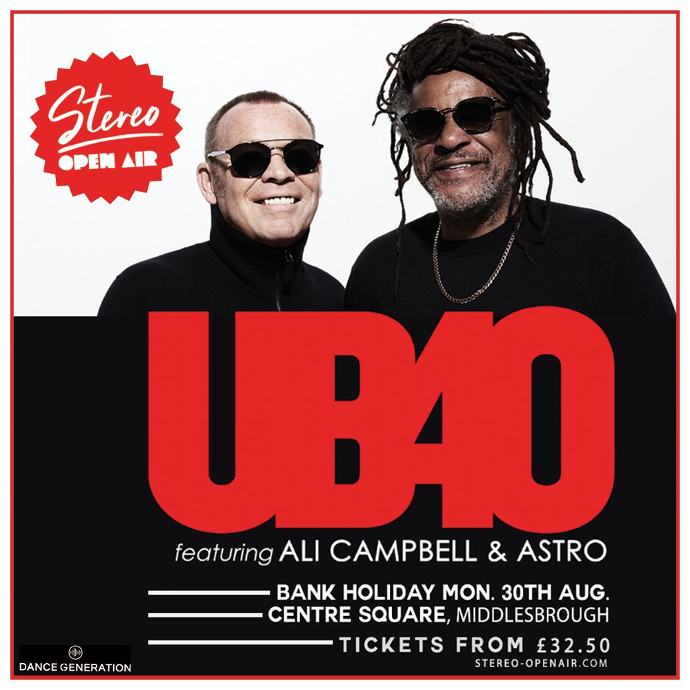 UB40 Featuring Ali Campbell and Astro at Centre Square, Middlesbrough, North Yorkshire, England, United Kingdom