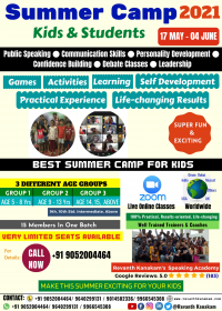 Online Summer Camp For Kids And Students 2021 - Public Speaking, Life Skills by Revanth Kanakam (Hyderabad, Visakhapatnam, Vizag, India)