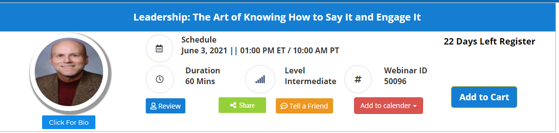 Leadership:  The Art of Knowing How to Say It and Engage It, Leawood, Kansas, United States