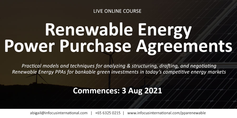 Renewable Energy Power Purchase Agreements, Live Online Course, Singapore