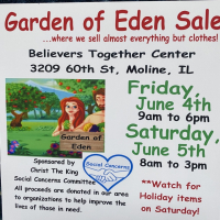 Christ The King Catholic Church Garden of Eden Sale, 3209 60th Street, Moline, June 4th and June 5th