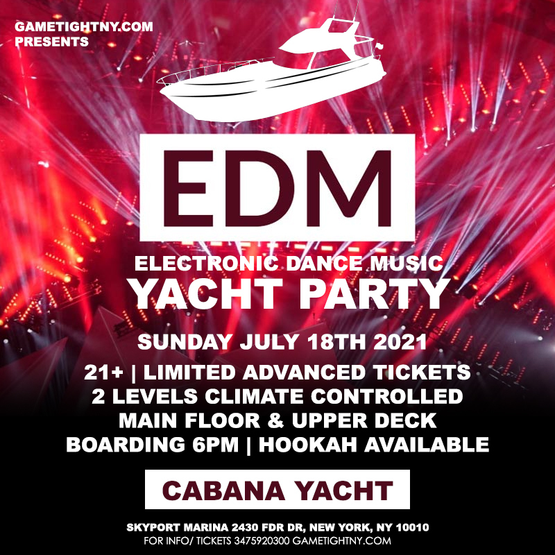 Manhattan EDM Sunday Sunset Yacht Cruise Skyport Marina Cabana Yacht, New York, United States